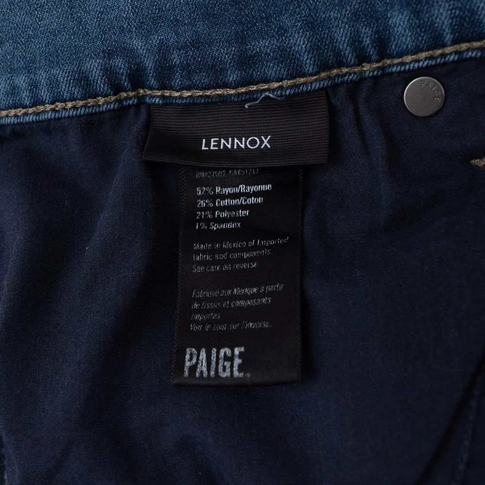 Paige Lennox Jeans Mens 38 Fit 36 Blue Excellent Slim Fit Stretch Denim Pants